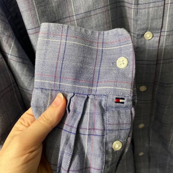 Tommy Hilfiger Blue Plaid Casual Button Down Shirt - Picture 3 of 3